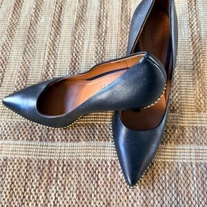 Coach Waverly Black leather Heels with Gold studs Detailing